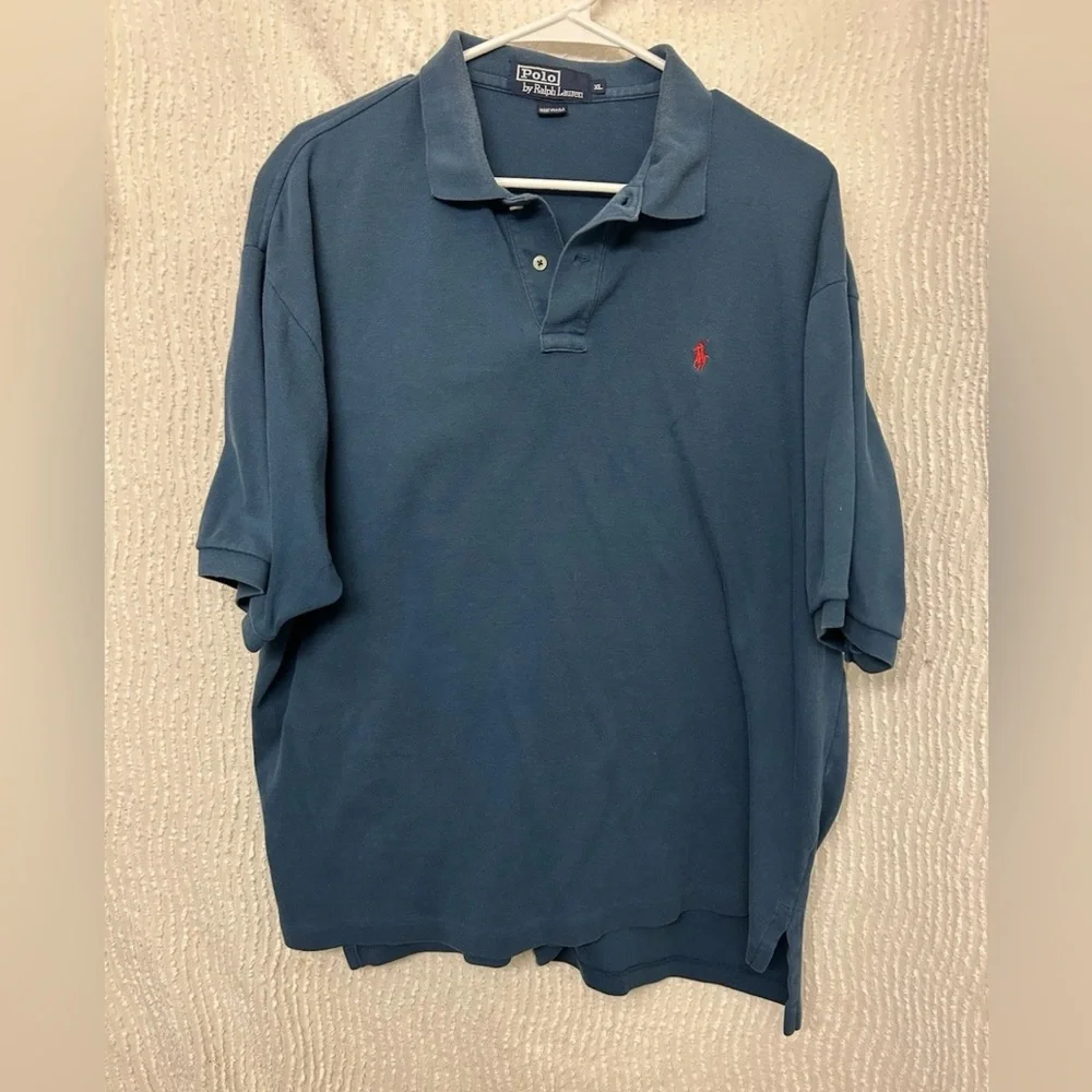 Polo Ralph Lauren Classic Fit Polo Shirt Blue Size XL Logo Man Vintage Navy